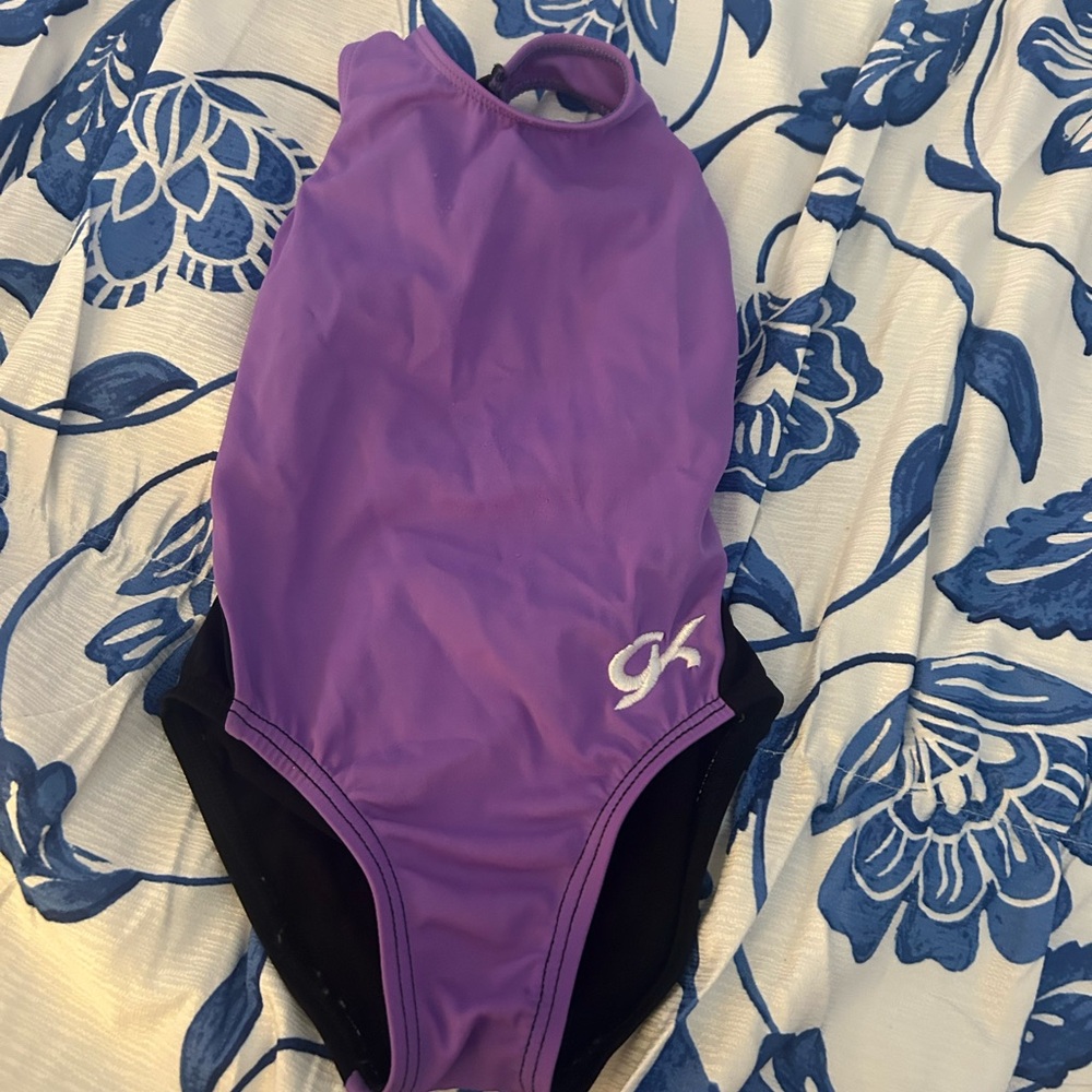 GK Purple and Black Kids Gymnastics leotard